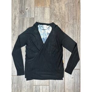 Jaclyn Smith Floral Lined Black Cardigan‎ Wrap Acrylic Blend Small S Vintage